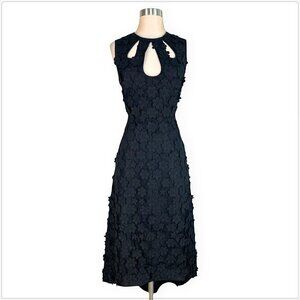 One Fifty Third Black Raised Applique Flower Teardrop Cutout Neck Dress NEW 2